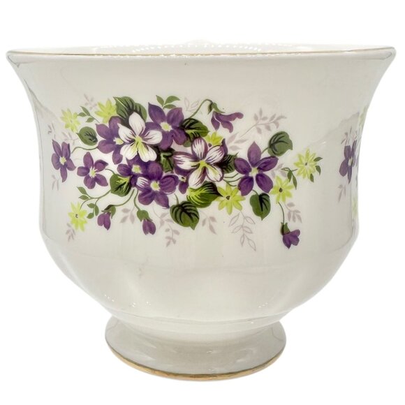 Queen Anne Violet Bone China Tea Cup Saucer Set England Gold Trim Floral Design - Picture 7 of 10